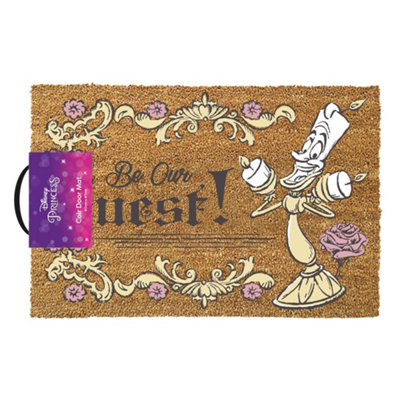 Beauty And The Beast Be Our Guest Door Mat Brown (60cm x 40cm)