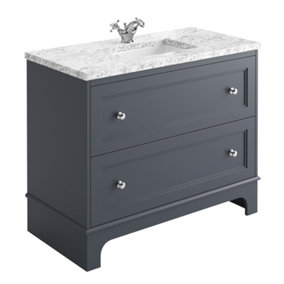 Beckett Blue Grey Floor Standing Traditional Bathroom Vanity Unit & Basin (W)1000mm (H)850mm