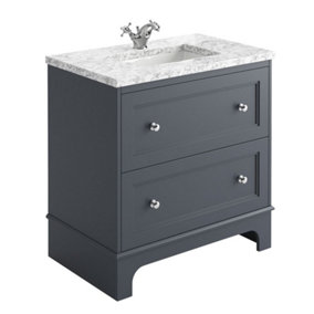 Beckett Blue Grey Floor Standing Traditional Bathroom Vanity Unit & Basin (W)650mm (H)850mm