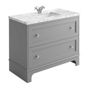 Beckett Light Grey Floor Standing Traditional Bathroom Vanity Unit & Basin (W)1000mm (H)850mm