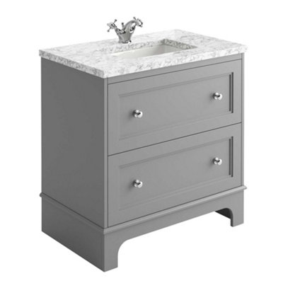 Beckett Light Grey Floor Standing Traditional Bathroom Vanity Unit & Basin (W)650mm (H)850mm