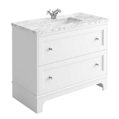 Beckett White Floor Standing Traditional Bathroom Vanity Unit & Basin (W)1000mm (H)850mm