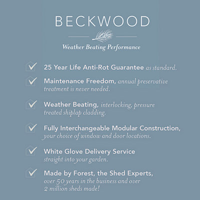 Beckwood 10x6 Pent Shed - 2 Windows - Double Door