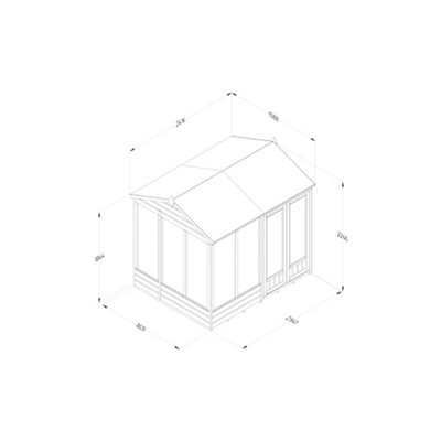 Beckwood Reverse Apex Summerhouse 8x6 - Double Door - 5 Windows