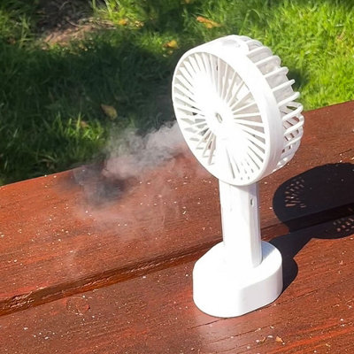 BeCool Rechargeable Handheld Mist Fan White