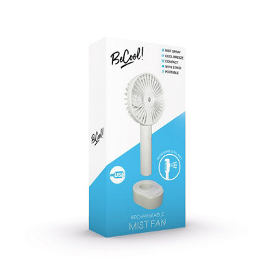 BeCool Rechargeable Handheld Mist Fan White - 4