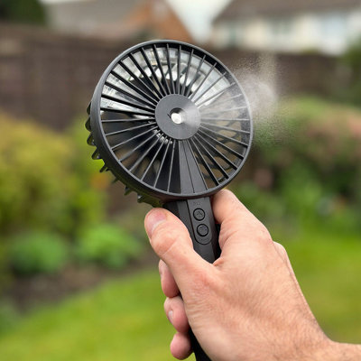 BeCool Rechargeable Handheld Spray Fan Black