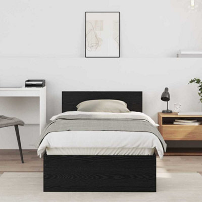 Bed Frame with Headboard Black oak 75 x 190 cm Engineered Wood