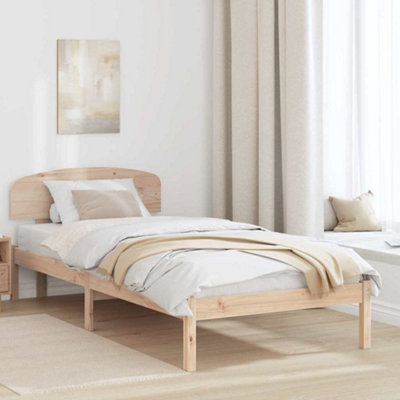Bed Frame with Headboard Brown 90 x 200 cm Solid Pine wood