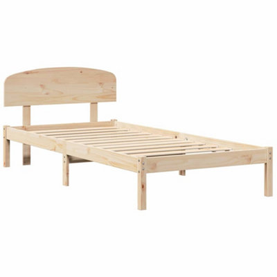 Bed Frame with Headboard Brown 90 x 200 cm Solid Pine wood