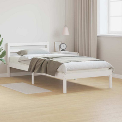 Bed Frame with Headboard White 220 x 100 cm Solid pine wood