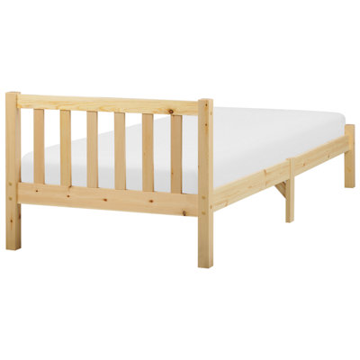 Bed Pine Wood FLORAC 90 x 200 cm (EU Single) Light Brown