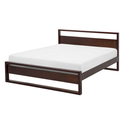 Bed Pine Wood GIULIA 140 x 200 cm (EU Double) Dark Brown