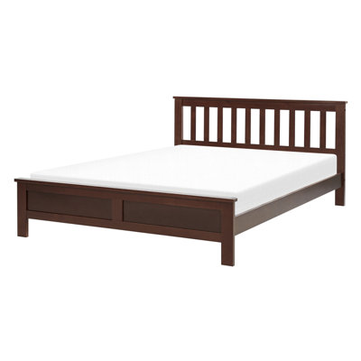 Bed Pine Wood MAYENNE 140 x 200 cm (EU Double) Dark Brown