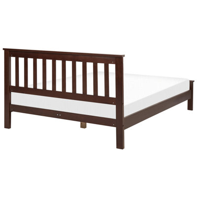 Bed Pine Wood MAYENNE 140 x 200 cm (EU Double) Dark Brown