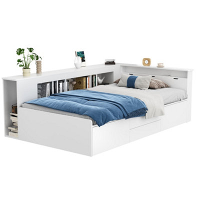 Bed Single Bed 3ft 90x190 cm Multifunctional with Drawers Bookcase ...