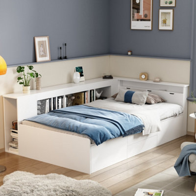 Bed Single Bed 3ft 90x190 cm Multifunctional with Drawers Bookcase ...