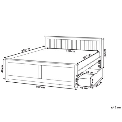 Bed with Storage Drawers Pine Wood OLENDON 160 x 200 cm (EU King Size ...