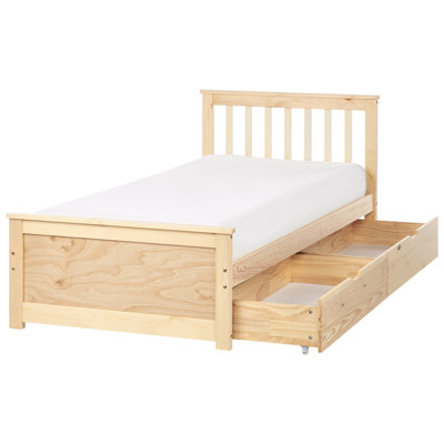 Bed with Storage Drawers Pine Wood OLENDON 90 x 200 cm (EU Single ...