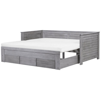 Bed with Storage Drawers Wood CAHORS 90 x 200 cm (EU Single) Grey