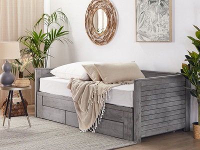 Bed with Storage Drawers Wood CAHORS 90 x 200 cm (EU Single) Grey