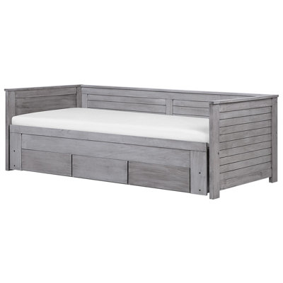 Bed with Storage Drawers Wood CAHORS 90 x 200 cm (EU Single) Grey