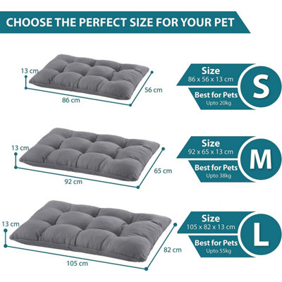 Bedbric 105 x 82 CM Washable Hypoallergenic Fluffy Large Dog Bed - Grey Dog Bed with Waterproof Finish