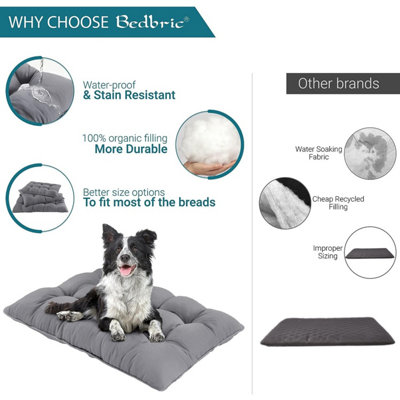 Bedbric 105 x 82 CM Washable Hypoallergenic Fluffy Large Dog Bed - Grey Dog Bed with Waterproof Finish