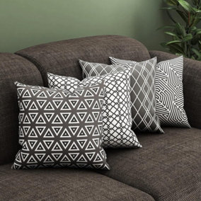 Bedbric 40 x 40 CM Double Sided Cushion Cover with Invisible Zipper - Geometric Grey Pattern
