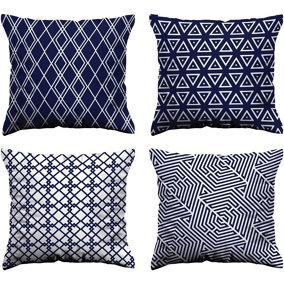 Bedbric Blue Cushion Covers Set of 4 (45 x 45 CM). Washable Decorative Throw Pillow Covers with Hidden Zipper.