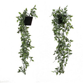 Bedbric Hanging Artificial Plants Black Set of 2 Indoor/Outdoor Decor Vines