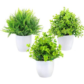 Bedbric Set of 3 Artificial Plants Green Succulents Indoor Outdoor Decor for Bedroom Office Home