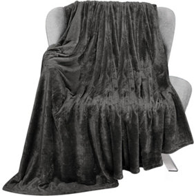 Bedbric Throws for Sofas Large Cozy Blankets and Throws 400 GSM Double Bed Throw Grey Blanket