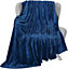 Bedbric Throws for Sofas Large Cozy Blankets and Throws 400 GSM Queen Size Bed Throw Navy Blue Blanket