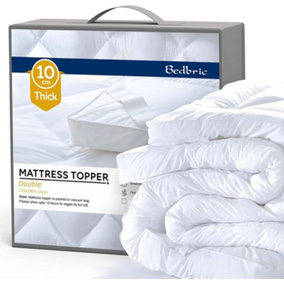 Bedbric White Quilted Microfiber Mattress Topper All Sizes