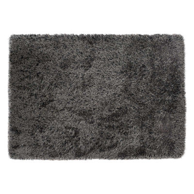 BeddingMill Charcoal Plain Shaggy Rug, Anti-Shed Rug, Handmade Rug ...