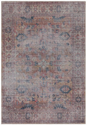 BeddingMill Floral Rug, Cotton Rug for LivingRoom, Traditional Dining Room Rug, Easy to Clean Persian Rug, 0.5mm Traditional Rug