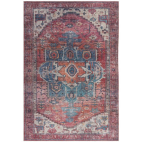 BeddingMill Floral Rug, Persian Rug for LivingRoom, Traditional Dining Room Rug, Easy to Clean Cotton Rug, 0.5mm Traditional Rug