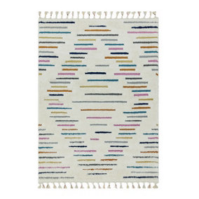 BeddingMill Kilim, Moroccan Rug, Striped Stain-Resistant Rug, DiningRoom Rug With 18-30mm Thickness, Easy to Clean Kilim Rug