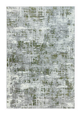 BeddingMill Modern Rug, Abstract Bedroom Rug, Stain Resistant DiningRoom Rug, Easy to Clean Modern Rug, 11mm Abstract Green Rug
