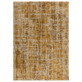 BeddingMill Modern Rug, Anti-Shed Abstract Bedroom, Livingroom Rug, Luxurious Stain-Resistant Rug for DiningRoom,11mm Gold Rug