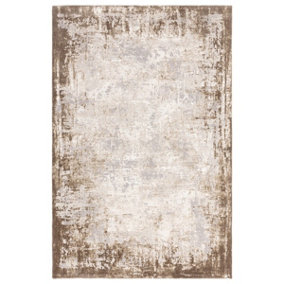 BeddingMill Modern Rug, Anti-Shed Abstract LivingRoom Rug, Luxurious Stain-Resistant Rug for DiningRoom, 11mm Border Beige Rug