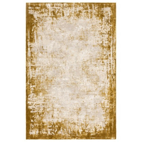 BeddingMill Modern Rug, Anti-Shed Abstract Rug for Bedroom, Luxurious Stain-Resistant Rug for DiningRoom, 11mm Border Gold Rug