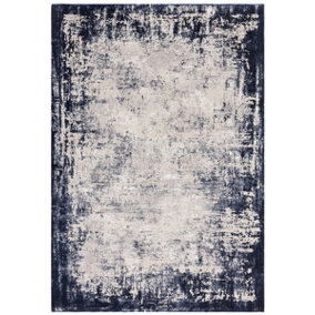 BeddingMill Modern Rug, Anti-Shed Abstract Rug for Bedroom,Luxurious Stain-Resistant Rug for DiningRoom, 11mm Border Navy Rug