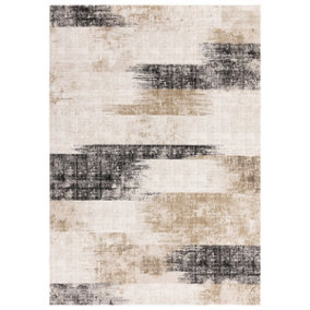 BeddingMill Modern Rug, Anti-Shed Abstract Rug for LivingRoom, Luxurious Stain-Resistant Rug for DiningRoom, 11mm Lines Beige Rug