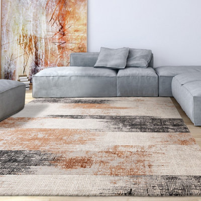 BeddingMill Modern Rug, Anti-Shed Abstract Rug for LivingRoom, Luxurious Stain-Resistant Rug for DiningRoom, 11mm Terracotta Rug