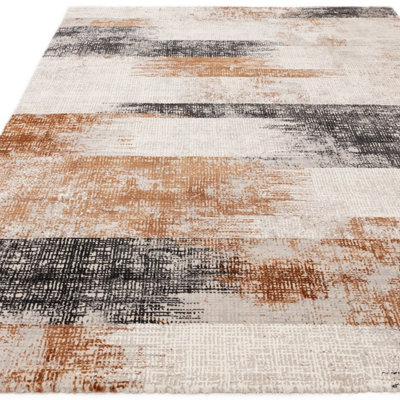 BeddingMill Modern Rug, Anti-Shed Abstract Rug for LivingRoom, Luxurious Stain-Resistant Rug for DiningRoom, 11mm Terracotta Rug