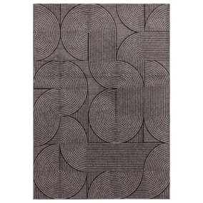 BeddingMill Modern Rug, Funky Bedroom Rug, Stain Resistant Abstract DiningRoom Rug, Easy to Clean Geometric Rug, 9mm Charcoal Rug