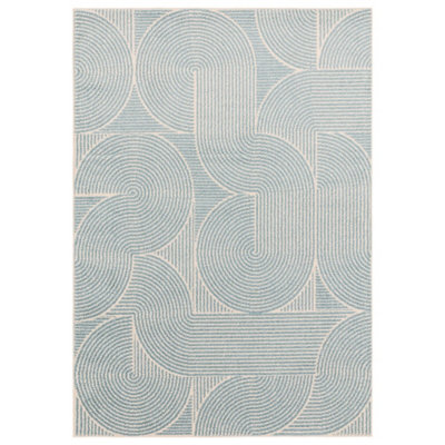 BeddingMill Modern Rug, Funky Bedroom Rug, Stain-Resistant Abstract Rug for DiningRoom, Easy to Clean Geometric Rug, 9m Blue Rug