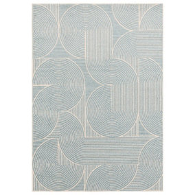 BeddingMill Modern Rug, Funky Bedroom Rug, Stain-Resistant Abstract Rug for DiningRoom, Easy to Clean Geometric Rug, 9m Blue Rug